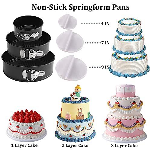 Gawren-H&E Cake Decorating Kit with Cake Carrier,678 PCS Cake Decorating Supplies Kit with 3 Springform Pans,Piping Bags and 74 Piping Tips,Chocolate Mold,Turntable - Baking Supplies Kit Set - CookCave