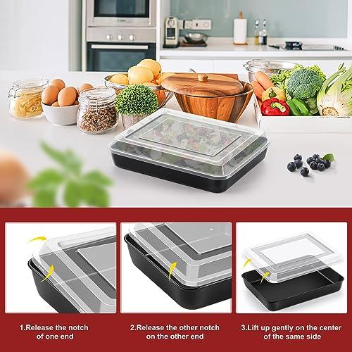 TeamFar Lasagna Pan with Lid, 12.5’’ Coated Rectangular Brownie Cake Pan with Stainless Steel Core & Non Stick Coating, for Baking Roasting, Toxic Free & Oven Safe, Easy Release & Clean (1 Pan+1 Lid) - CookCave