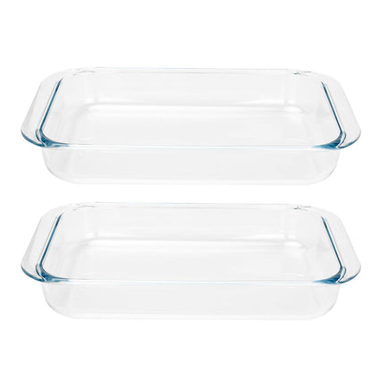 2 Pack 1-Quart Tempered Glass Oblong Baking Dishes, Personal Sized Bakeware and Cookware - CookCave