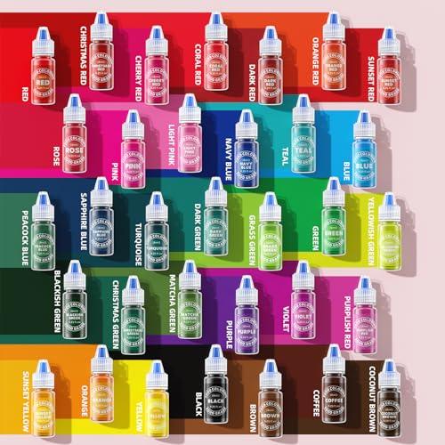 Food Coloring - 33 Food Grade Vibrant Colors Food Coloring Liquid Set, Food Dye Color for Baking, Icing, Cookie, Cake Decorating, Easter Egg, DIY Making Supplies Kit - 0.25 Fl. oz (6 ml)/Bottles - CookCave