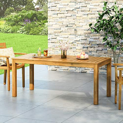 Christopher Knight Home Gloria Outdoor Rustic Acacia Wood Dining Table, Teak - CookCave