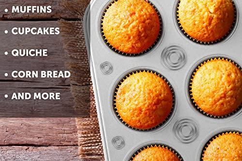 DecorRack 2 Pack Non-Stick Muffin Pans, 6-Cup, Bakeware for Baking Cupcakes (Pack of 2) - CookCave