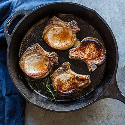 Lodge Seasoned Cast Iron Skillet - 12 Inch Ergonomic Frying Pan with Assist Handle, black - CookCave