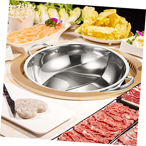 SHOWERORO Mandarin Pot Stew Pot Divided Pot for Cooking Chinese Hot Pot Shabu Pot with Divider Soup Cooking Pan Ramen Camping Skillet Kitchen Hot Pot Stainless Steel Induction Steamer - CookCave