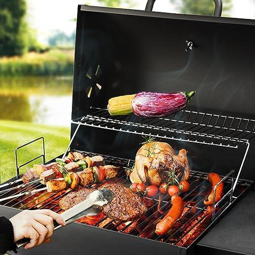 Charcoal Grills Outdoor BBQ Grill, Barrel Charcoal Grill with Side Table, with Nearly 500 Sq.In. Cooking Grid Area, Outdoor Backyard Camping Picnics, Patio and Parties, Black by DNKMOR - CookCave