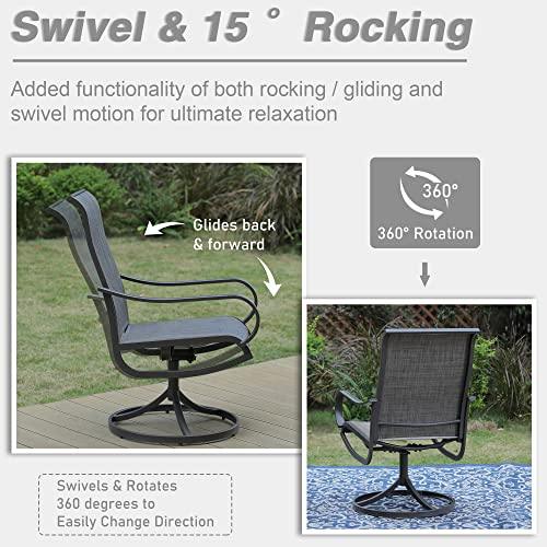 Sophia & William Patio Dining Chairs Set of 2 Patio Swivel Chairs Textilene Support 300lbs Outdoor Chairs for Lawn Garden Backyard Pool Sling Weather Resistant-Brown Frame - CookCave