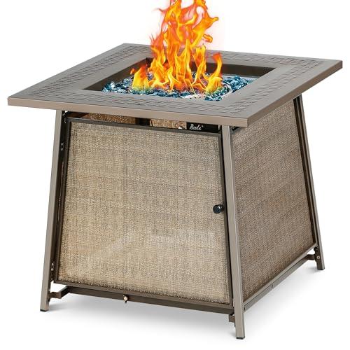 BALI OUTDOORS FirePit Propane Gas Fire Pit Table, 28Inch Square Fire Table 50,000BTU with Cover Lid & Blue Fire Glass for Outside Backyard Deck Patio - CookCave