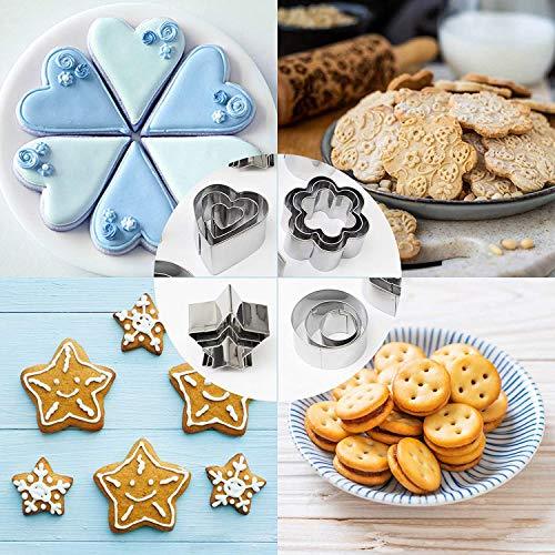 Mini Cookie Cutter Shapes Set - 30 Small Molds to Cut Out Pastry Dough, Pie Crust & Fruit - Tiny Stainless Steel Metal Stamps Star Flower Round Heart Square Triangle Oval Raindrop Geometric Shapes - CookCave