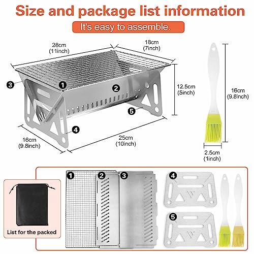 Mini Charcoal Grill is constructed with stainless steel, unpainted, making it a portable grill that can be folded to the size of an A4 paper. It is designed for camping grill and can accommodate 1-2 - CookCave