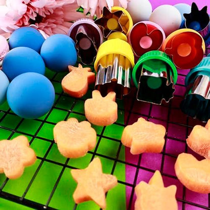 Vegetable Cutter Shapes Set - Press-type Mini Cookie Cutters Fruit Cookie Pastry Stamps Mold for Kids Baking and Food Supplement Tools Accessories (24pack) - CookCave