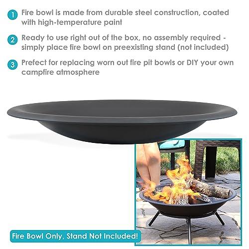 Sunnydaze Steel Replacement Fire Bowl for DIY or Existing Fire Pits - Black High-Temperature Paint Finish - 23-Inch - CookCave