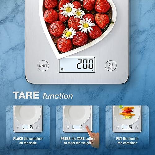 Bisonbody Digital Food Kitchen Scale with Smart App – Large Kitchen Scale with 201 Stainless Steel Surface 5 Unit Conversions Tare Function – Digital Kitchen Scale App to Track Nutritional Information - CookCave