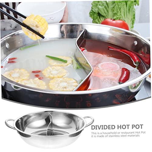 SHOWERORO Mandarin Pot Stew Pot Divided Pot for Cooking Chinese Hot Pot Shabu Pot with Divider Soup Cooking Pan Ramen Camping Skillet Kitchen Hot Pot Stainless Steel Induction Steamer - CookCave