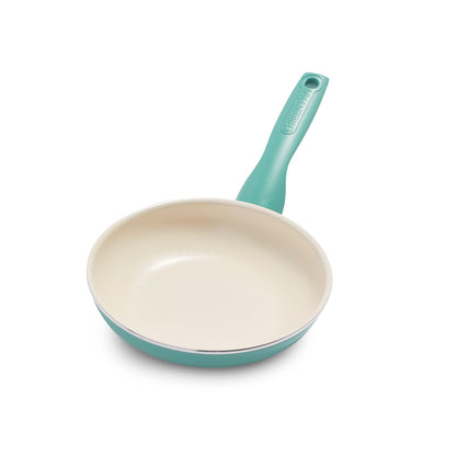 GreenPan Rio Healthy Ceramic Nonstick 7" Frying Pan Skillet, PFAS-Free, Dishwasher Safe, Turquoise - CookCave