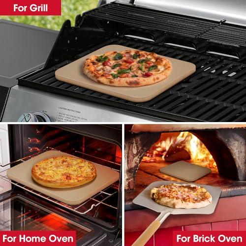 Unicook Pizza Stone for Oven and Grill, 15 Inch Large Baking Stone, Heavy Duty Cordierite Bread Pizza Pan, Thermal Shock Resistant Cooking Stone for Pizza, Bread, Cookie and More - CookCave