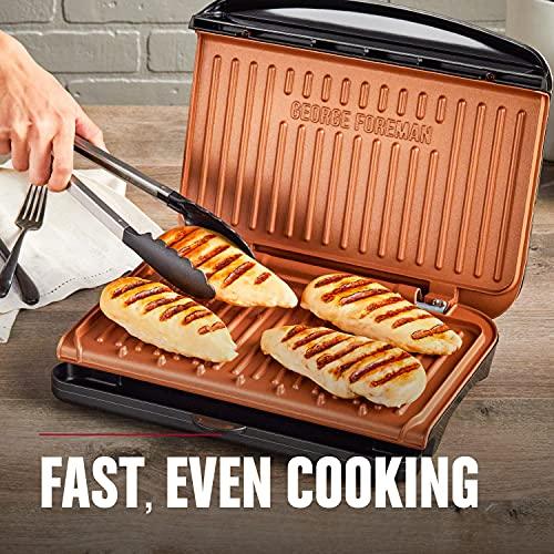 George Foreman 5-Serving Classic Plate Electric Indoor Grill and Panini Press, Space Saving Design, Black - CookCave