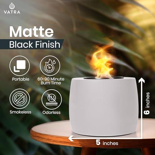 Vatra Concrete Tabletop Fire Pit | Portable Ethanol Fire Pit | Mini Fire Pit Rubbing Alcohol Fireplace | Table Top Fire Pit Bowl | 60-90 Min Long Burning Smokeless Housewarming Gift for Indoor Outdoor - CookCave