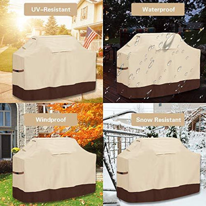 Vailge Grill Cover,58-inch Waterproof BBQ Cover,600D Heavy Duty Gas Grill Cover, UV & Dust & Rip & Fading Resistant,Suitable for Weber, Brinkmann, Char Broil Grills and More,Beige - CookCave