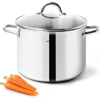 HOMICHEF Stock Pot 8 Quart with Lid Nickel Free Stainless Steel - Mirror Polished Stockpot 8 Quart with Lid - HEALTHY COOKWARE Stockpots 8 Quart - Soup Pot 8 Qt Cooking Pot Induction Pot With Lid - CookCave