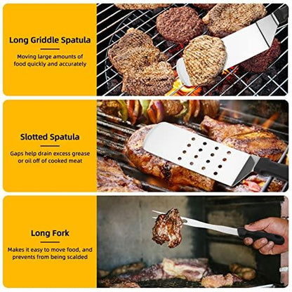 AIKWI Blackstone Griddle Accessories Tool Kit, (8 Pieces) Flat Top Grill Professional Grade Set, with Spatulas, Fork, Tong, Chopper, Bottles & Carry Bag, Perfect for Outdoor BBQ, Indoor Cooking - CookCave