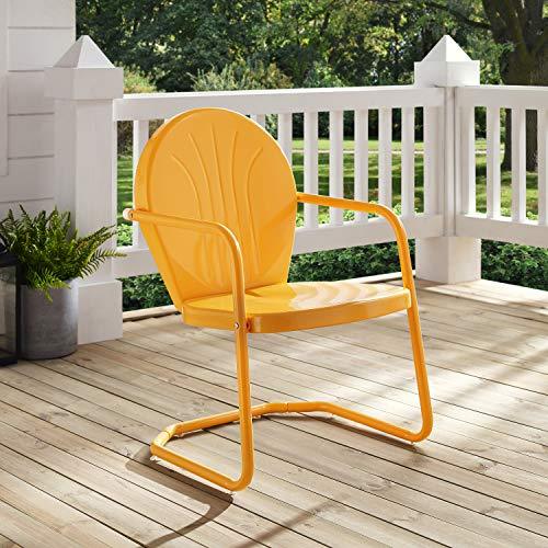 Crosley Furniture CO1001A-TG Griffith Retro Metal Outdoor Chair, Tangerine - CookCave