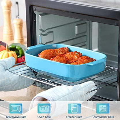 LOVECASA Casserole Dishes for Oven, Ceramic Baking Dishes Set of 3, Rectangular Lasagna Pans Deep with Handles, Oven to Table Baking Pans for Cake, Dessert, Party and Daily Use, Blue Series(9.7"/12.1"/14.4") - CookCave