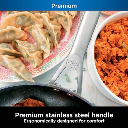 Ninja C30150 Foodi NeverStick Premium 5-Quart Sauté Pan with Glass Lid, Hard-Anodized, Nonstick, Durable & Oven Safe to 500°F, Slate Grey - CookCave