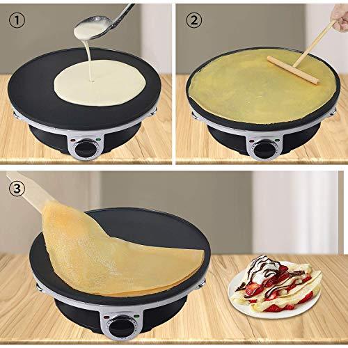 Health and Home Crepe Maker - 13 Inch Crepe Maker & Electric Griddle & Non-stick Pancake Maker-Crepe Pan (Silver-A) - CookCave