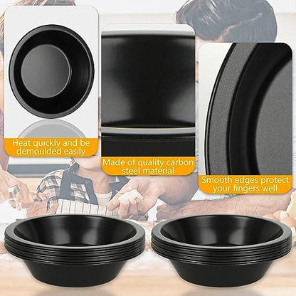 CYEAH 10 Pcs Non-stick Mini Pie Pans, 4 inch Round Deep Pie Dish for Baking, High Carbon Steel Pot Pie Baking Dishes, Small Black Tin Pie Pans for Kitchen Burning Baking Cakes Tarts - CookCave