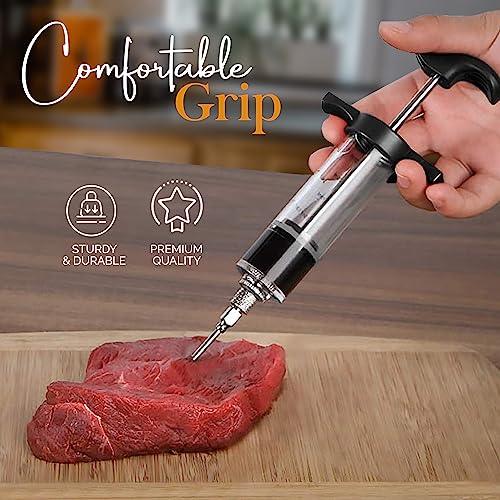 Alpine Cuisine BBQ Injector 6.3-Inch - Perfectly Marinate Your Meat with the Stainless Steel Injector Meat - Inject Sauces, Brines, & Marinades for a Juicy and Flavorful BBQ - Durable & Easy to Use - CookCave