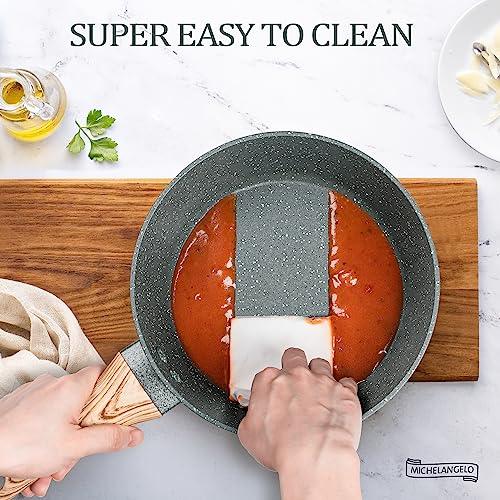 MICHELANGELO Sauce Pan with Lid, Nonstick Saucepans 1.5QT&2QT&3QT, Granite Sauce Pan 3 Piece, Stone Saucepan Set, Small Pot with Lid, Nonstick Sauce Pot Set, Gray - CookCave