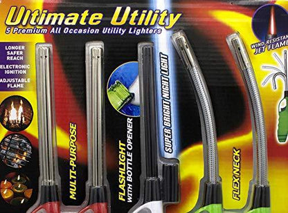Multi-purpose Gas Utility Lighters for BBQ Kitchen Fireplace Grill (Pack of 5) - CookCave