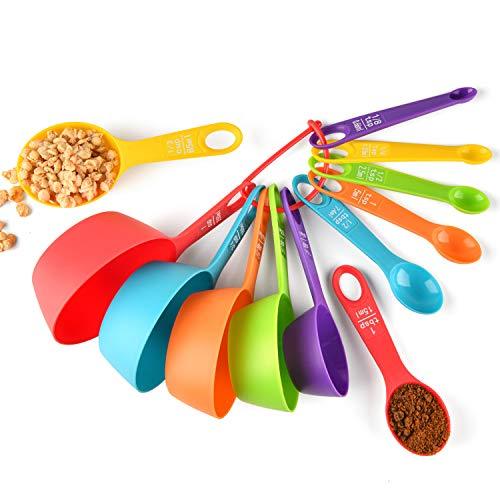 Measuring cups and spoons set of 12, Plastic Colorful Measuring Cups Meausuring Spoons Stackable for Measuring Dry and Liquid Ingredients Great for Baking and Cooking(Random Color) - CookCave