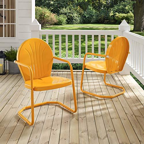 Crosley Furniture CO1001A-TG Griffith Retro Metal Outdoor Chair, Tangerine - CookCave