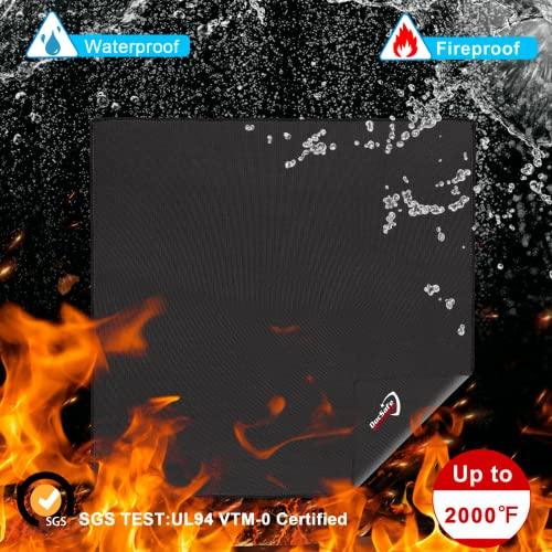 DocSafe Large Under Grill Mat 48" Square Fire Pit Mat,4 Layers Fireproof Mat Grill Pads Protect for Deck,Patio,Outdoor Charcoal,Smokers,Wood Floor,Indoor Fireplace Mat,Reusable Oil-Proof＆Waterproof - CookCave