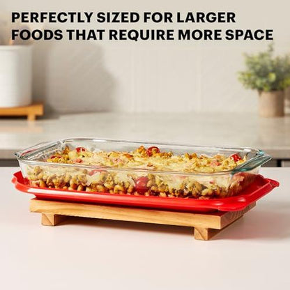Pyrex Basics 3 QT Glass Baking Dish With Plastic Lid, Casserole Dish, Glass Food Container, Oven, Freezer And Microwave Safe, Clear Container - CookCave