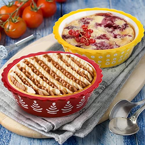 Coloch 4 Pack Ceramic Mini Pie Pan with Fluted Rim, 6 Inch Round Pie Plate Colorful Floral Pie Tins Tiny Serving Bowl for Dessert, Candies, Baking, Dishwasher and Microwave Oven Safe - CookCave