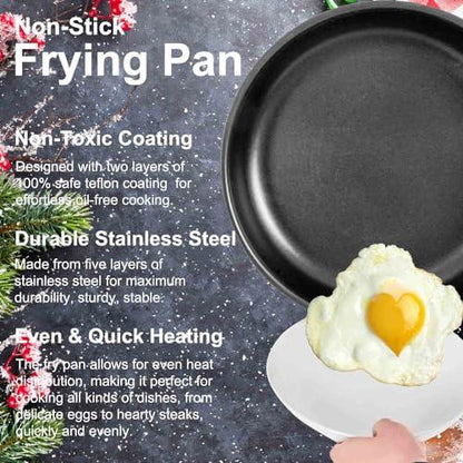 AUDANNE Nonstick Frying Pan Stainless Steel, 10 inch Non Stick Skillet with Handle - PFOA Free, Oven Safe Non-stick Teflon Coating Induction Cooking Fry Pans, Black 10" - CookCave