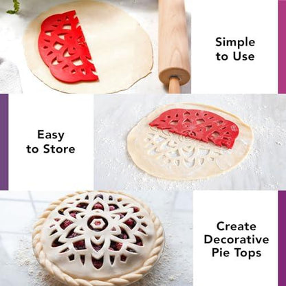 Talisman Designs Pie Top Cutter | 10-Inch | Red | Pie Crust Cutter | Pie Decorating Tools | Pie Pastry Baking Accessories | Stencil Crust Cutout - CookCave