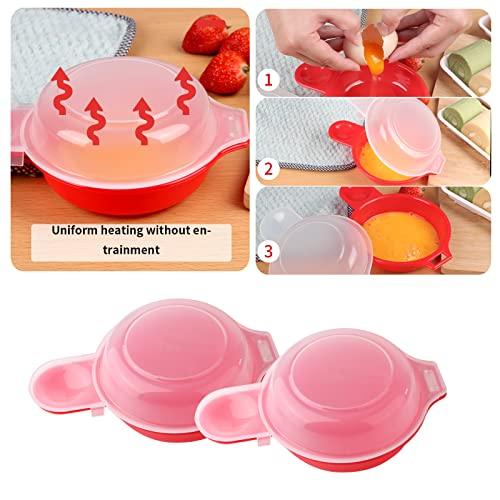 2 sets Microwave Egg Cooker,1 Minute Fast Egg Hamburg Omelet Maker Kitchen Cooking Tool(Red and clear) - CookCave