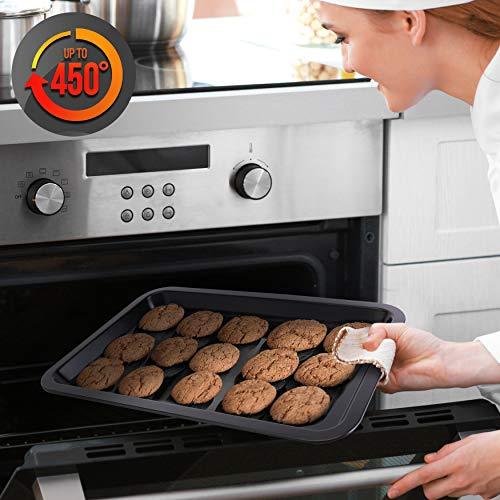 NutriChef 10-Piece Kitchen Oven Baking Pans - Deluxe Carbon Steel Bakeware Set with Stylish Non-stick Gray Coating Inside and Out, Dishwasher Safe & PFOA, PFOS, PTFE Free - NutriChef,Black - CookCave