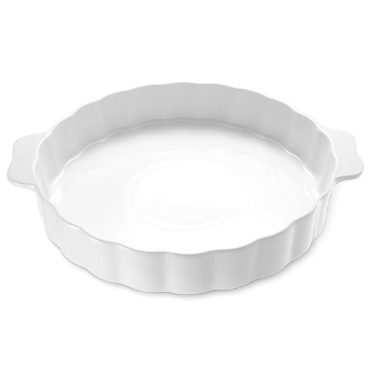 Samsle Ceramic Pie Pan For Baking,13Inch Round Baking Dish With Double Handle,Pie Plate With Ruffled Edge-Microwave, Dishwasher, and Oven Safe - CookCave