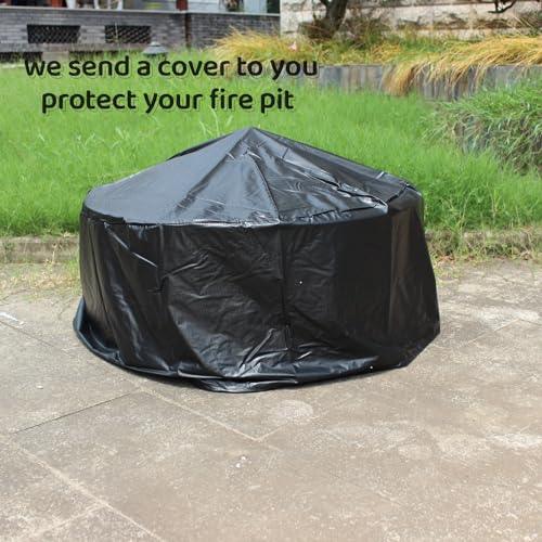 OutVue 30 inch Fire Pits for Outside with Grill, Portable Fire Pit for Camping, Picnic, Wood Burning Fire Pit with Waterproof Cover&Fire Poker & Spark Screen, Firepit for Outdoor, Patio, Garden - CookCave
