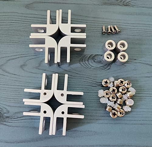 DIY Glass Flame Wind Guard Kit, 8pcs Flame Wind Fire Pit Flame Guard Parts Glass Corner Hardware Connector for Thickness 5/16 inch Glass Aluminum Alloy Non-Slip Bases for Square Glass Wind Guard - CookCave