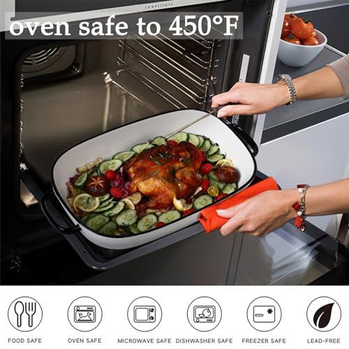 4.5 Quart Ceramic Baking Dish,Serving Bakeware for Casserole,Lasagna,Gratin,Broiling,Roasting,and Baking.Large Deep 14x10x3.11 inches Pan,Safe for Oven Microwave Refrigerator Disinfection Cabinet and - CookCave