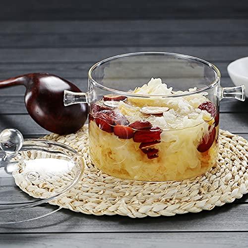 Clear Glass Pots for Cooking on Stove, Glass Stew Pot Glass Soup Pot With Lid Kitchen Stockpot Glass Cooking Pot Thickened Stock Pot Large Serving Bowl Simmer Pot for Stove (1.35L/46OZ) - CookCave