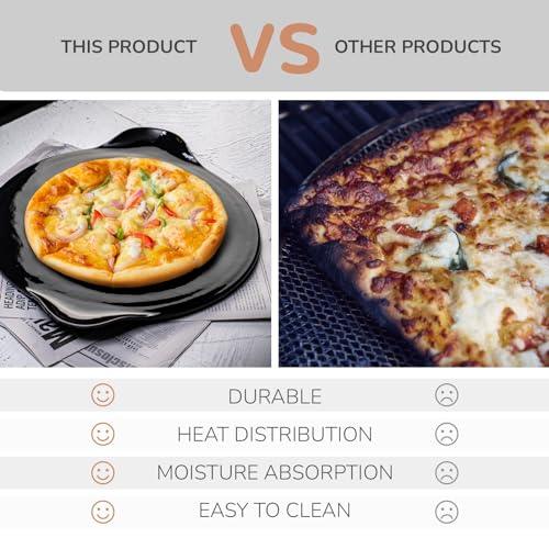 VIREESR 17"x14.4"Large Pizza Stone for Oven,Grill,Smoker,Non-Stick Glazed,Made of 100% Natural Cordierite Ceramic,Perfect for Pizza and Anything You Like,Unbreakable Packaging(Black 5.2LB) - CookCave