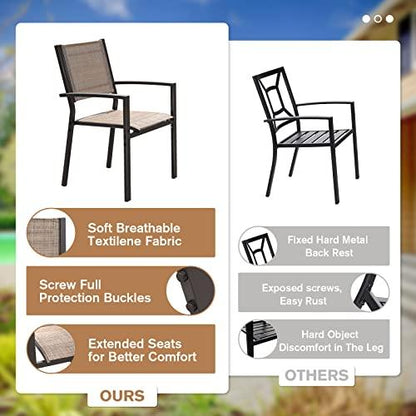 Devoko Outdoor Dining Chairs Set of 6 Patio Stackable Chairs for Backyard Deck (Brown) - CookCave