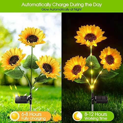 KOOPER Solar Lights Outdoor Garden Decor - Upgraded 3 Pack Solar Garden Lights with 9 Sunflower Lights, Waterproof Solar Outdoor Lights Auto ON/Off Solar Decorative Lights for Garden, Backyard - CookCave