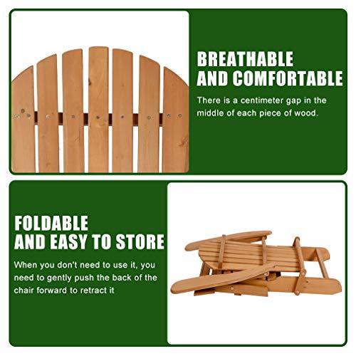 Adirondack Chair,Folding Wooden Lounger Chair，All-Weather Chair for Fire Pit/Garden/Fish with 250lbs Duty Rating，Natural - CookCave